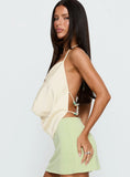 Kaivra Plunge Bead Detail Backless Top Cream