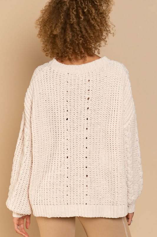 Josie Beige Oversized Knit Sweater