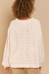 Josie Beige Oversized Knit Sweater
