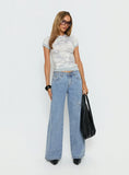 Candi Mid Rise Wide Leg Studded Jeans Light Blue Wash