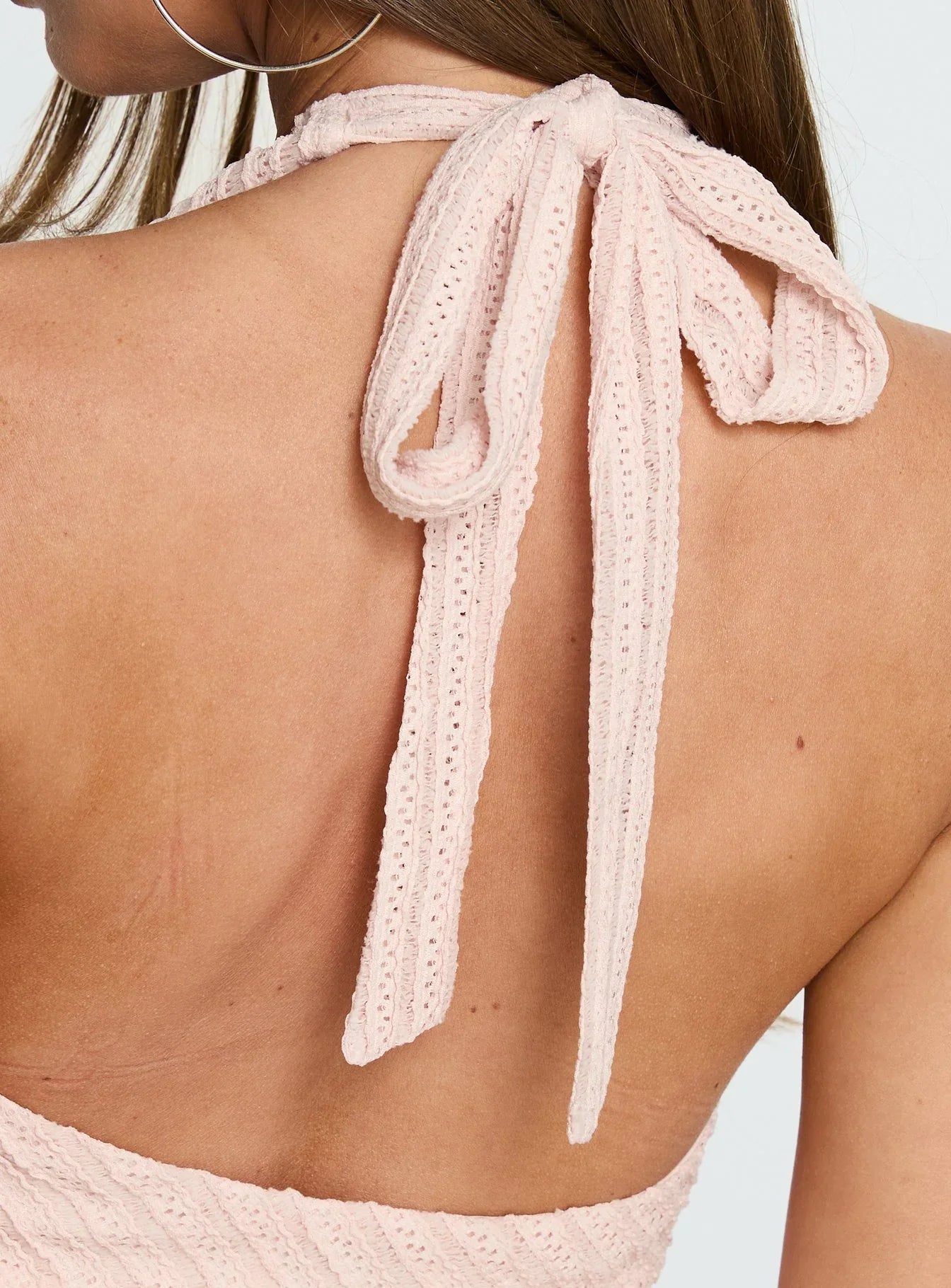 Miravelle Halter Frill Mini Dress Light Pink