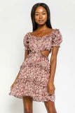 Maya Mauve Floral Off the Shoulder Mini Dress