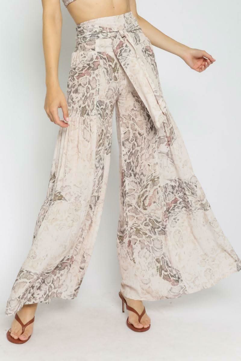 By The Shore Taupe Snake Two Piece Jumpsuit