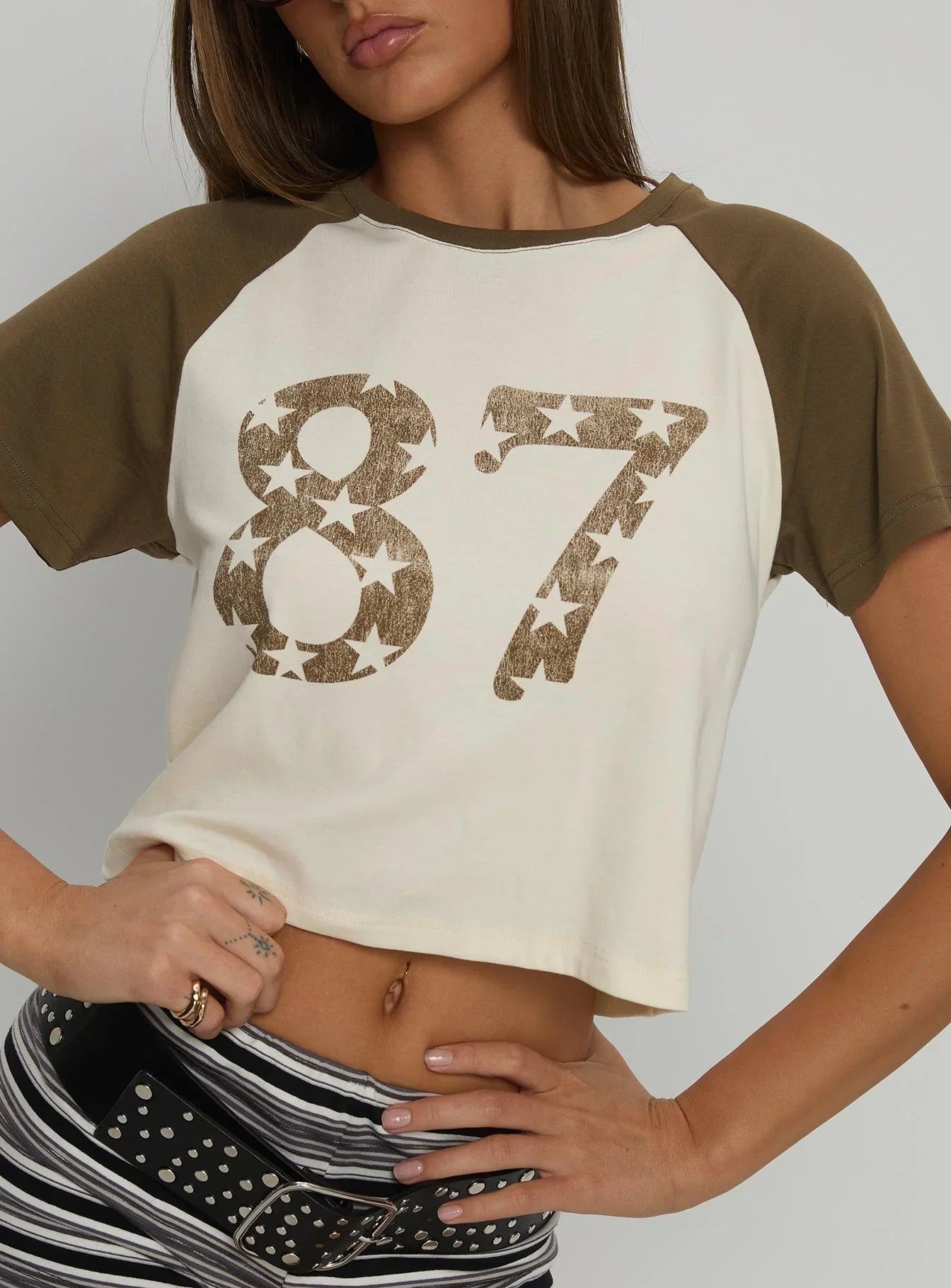 87 Classic Graphic Top White Green