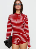 Head In The Clouds Cardigan Crimson Stripe