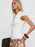 Ellis Island Collared Top White