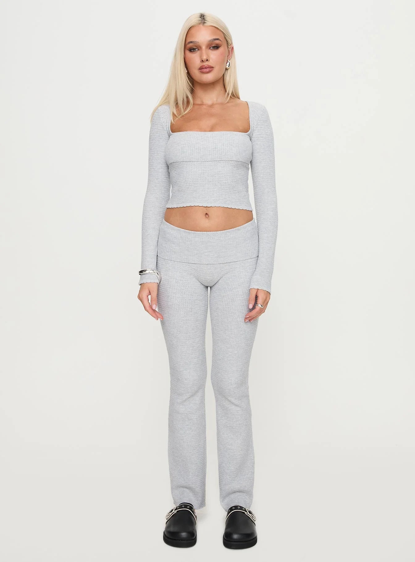 Closed Eyes Long Sleeve Top Grey