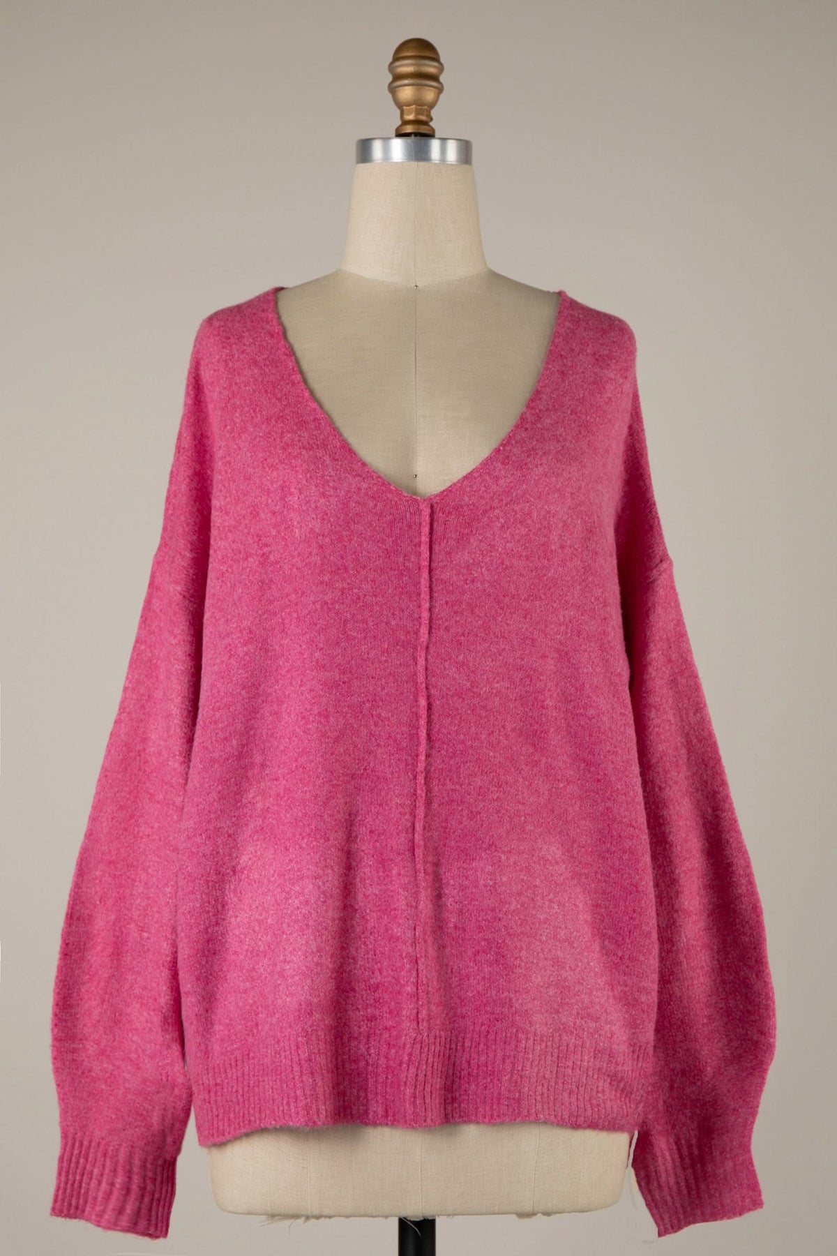 Sylvie Pink V Neck Sweater