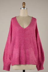 Sylvie Pink V Neck Sweater