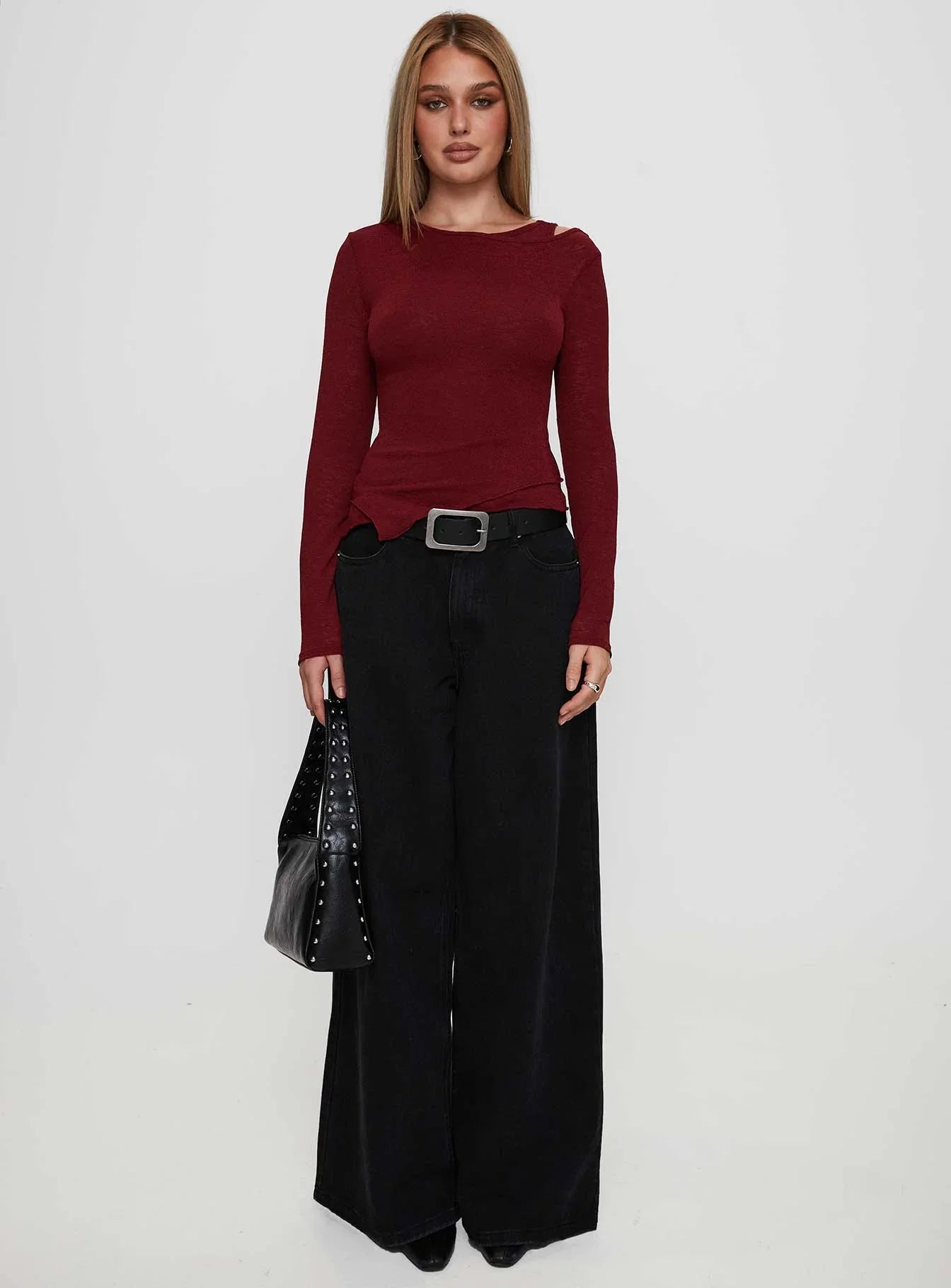 Lefort Long Sleeve Top Burgundy