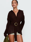 Rhiane Belted Long Sleeve Shirt Chocolate
