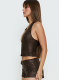 Romey Studded Corset Top Charcoal Brown