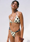 Jenner High Side Bikini Bottom Cream Polka Dot