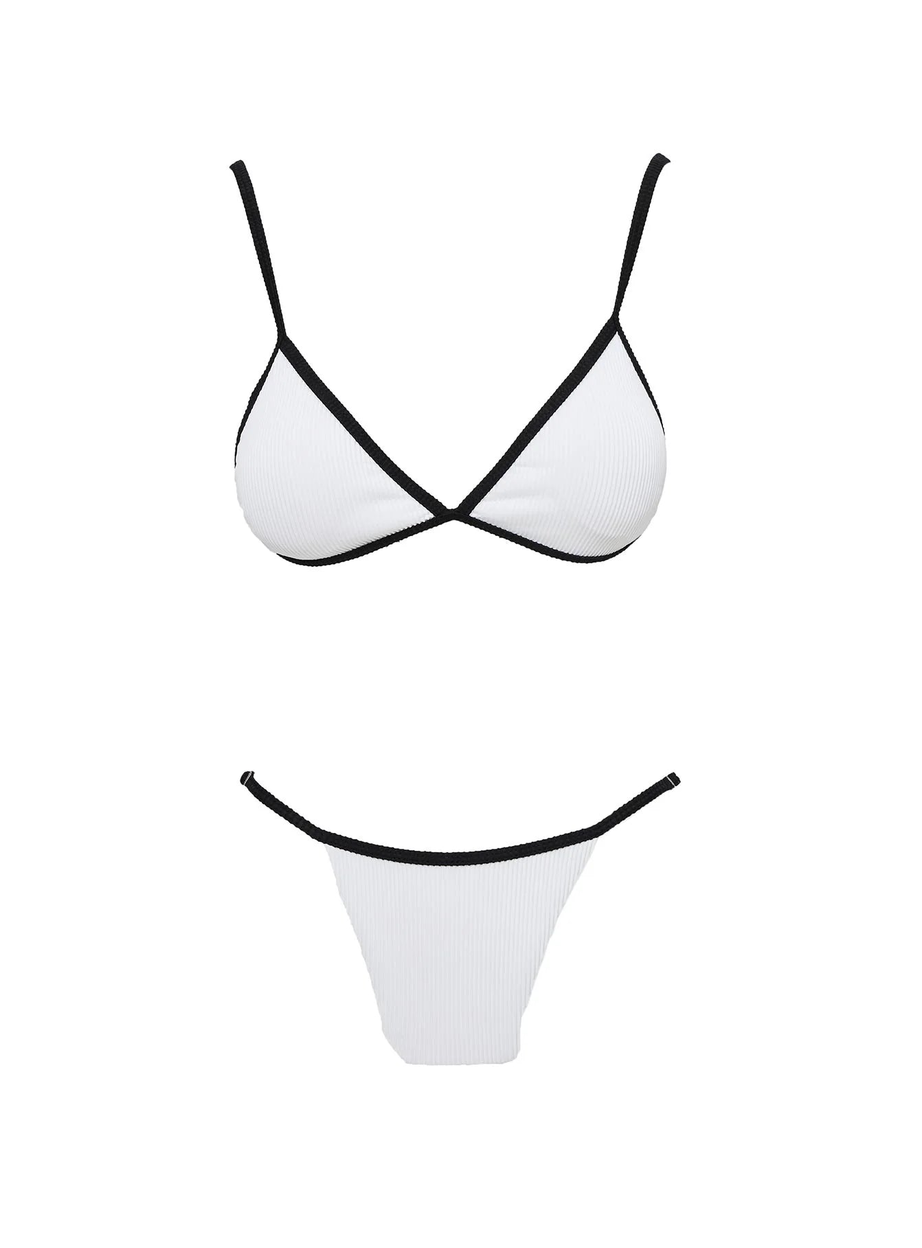 Olivia Adjustable Triangle Bikini Top White Black