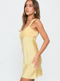 Star Gazer Ruched Mini Dress Yellow