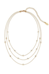 Ettika Perfect Crystal Dotted 18K Gold Plated Layered Necklace