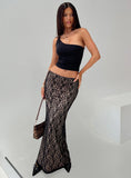 Lourenzia Lace Maxi Skirt Black Nude