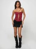 Eden Lace Up Corset Red