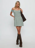 Olwen Ruched Romper Green Check