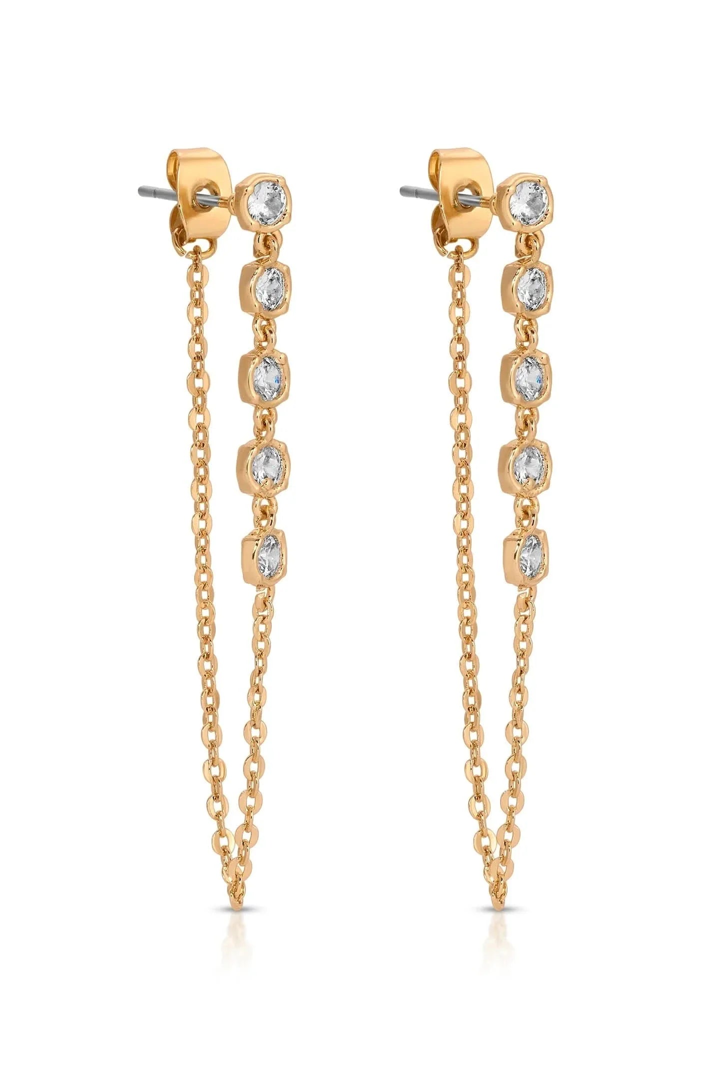 Ettika Crystal Chain Danglers Earrings