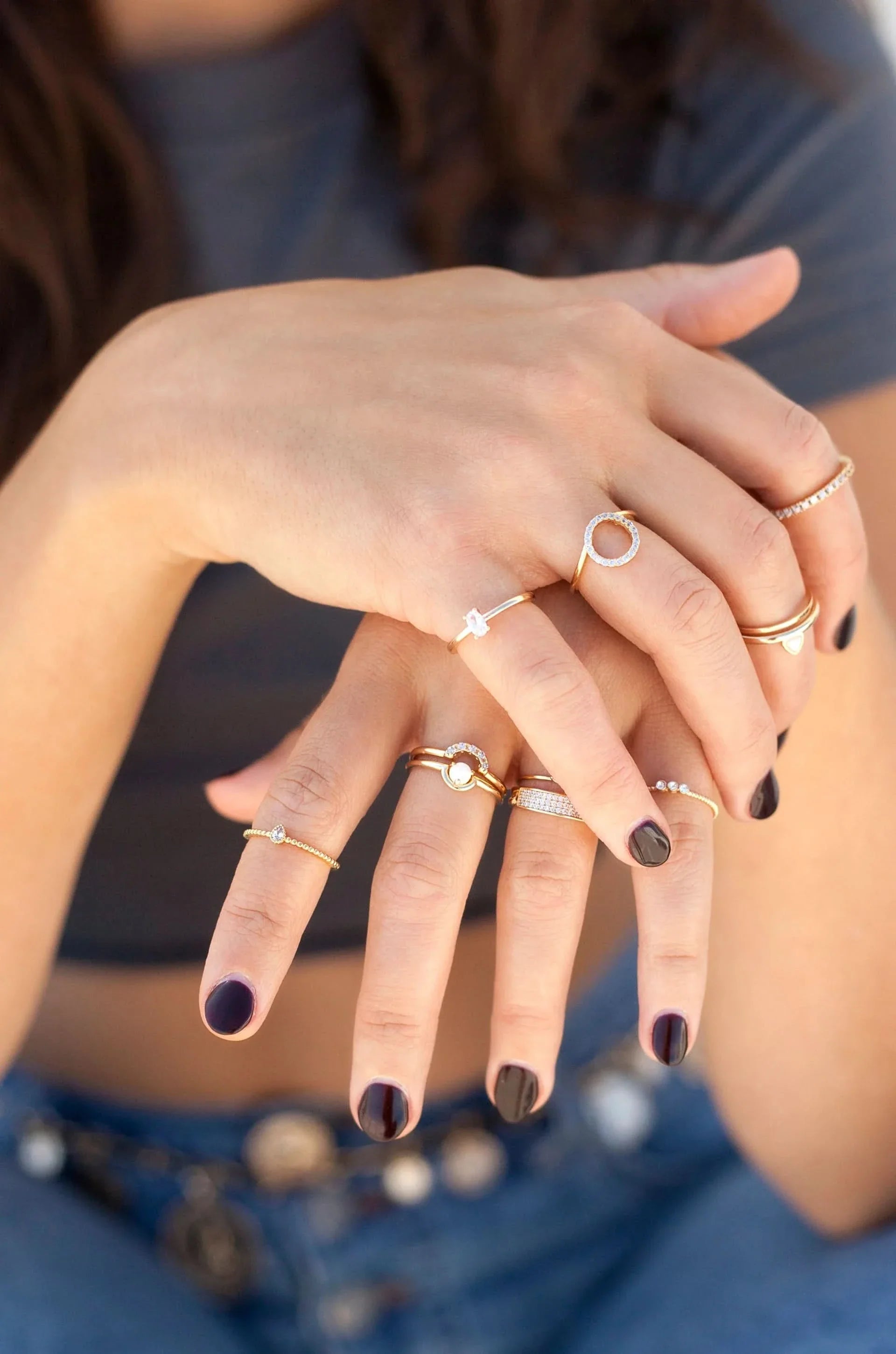 True Opal Stackers 18k Gold Plated Ring Set of 4