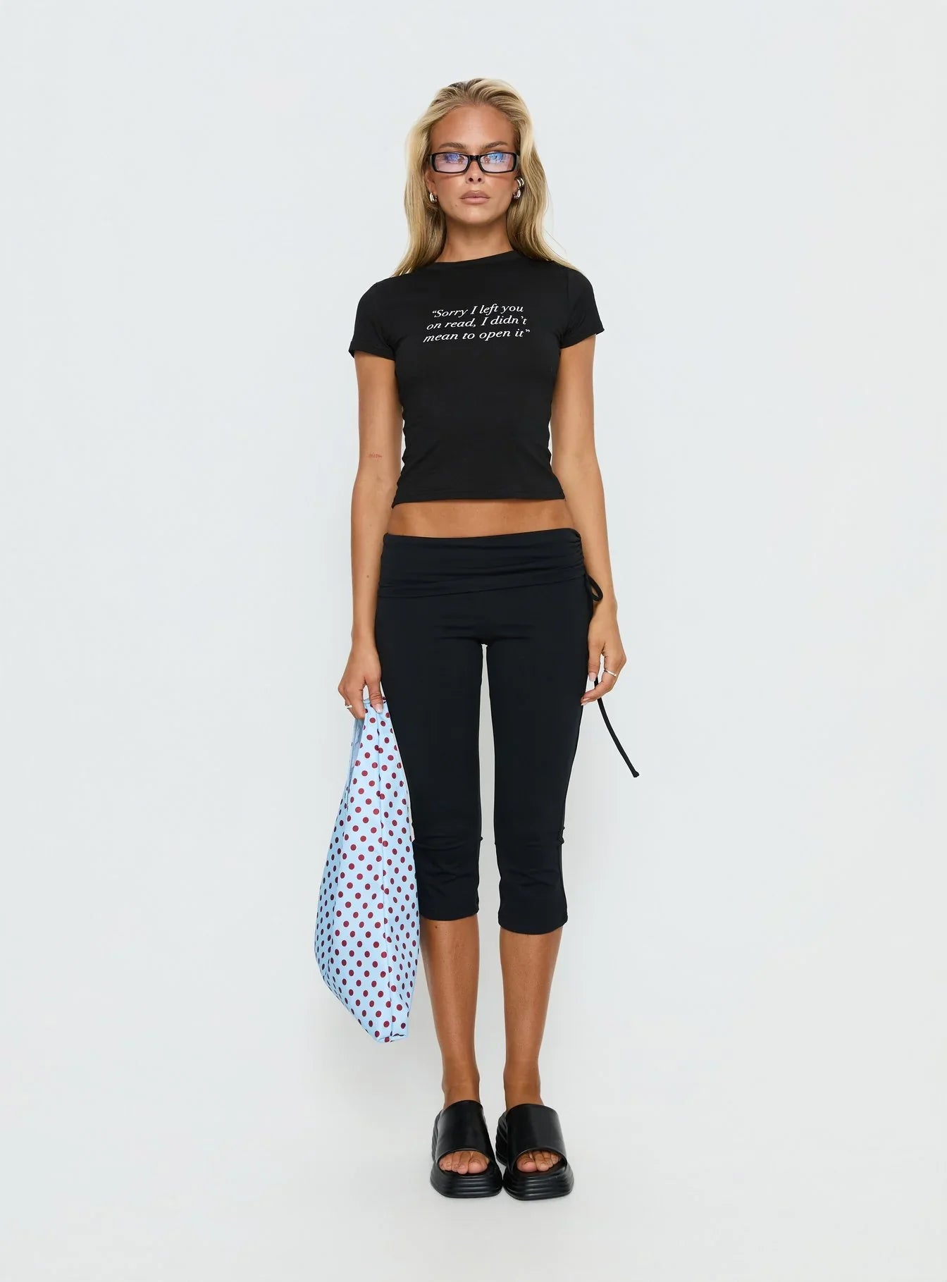 Read Receipts Graphic Baby Tee Black