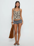 Roller Coaster Bead Top Brown Floral