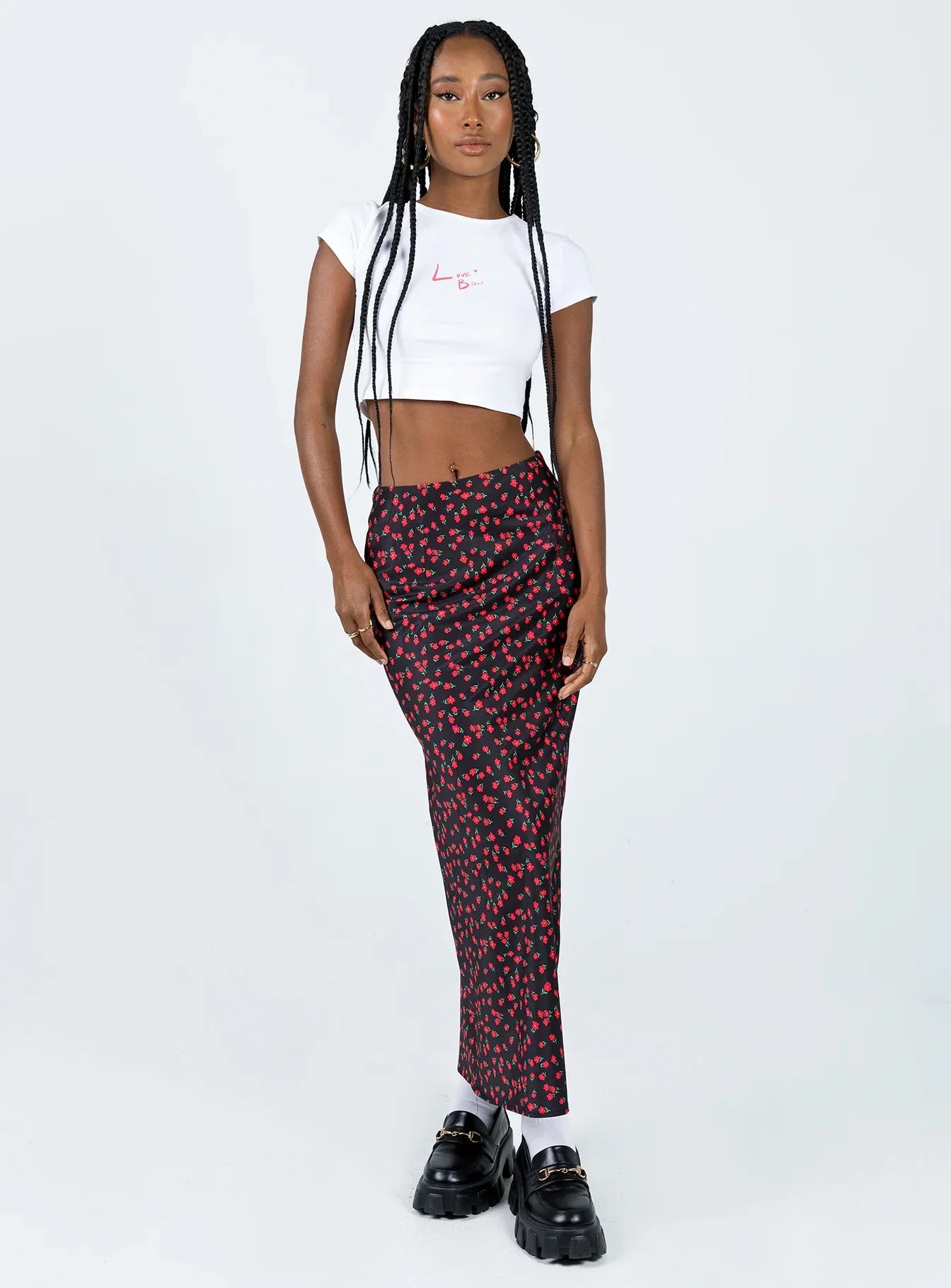 Jodie Maxi Skirt Black Floral