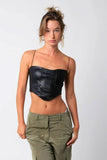 Hot Girl Black Vegan Corset Crop