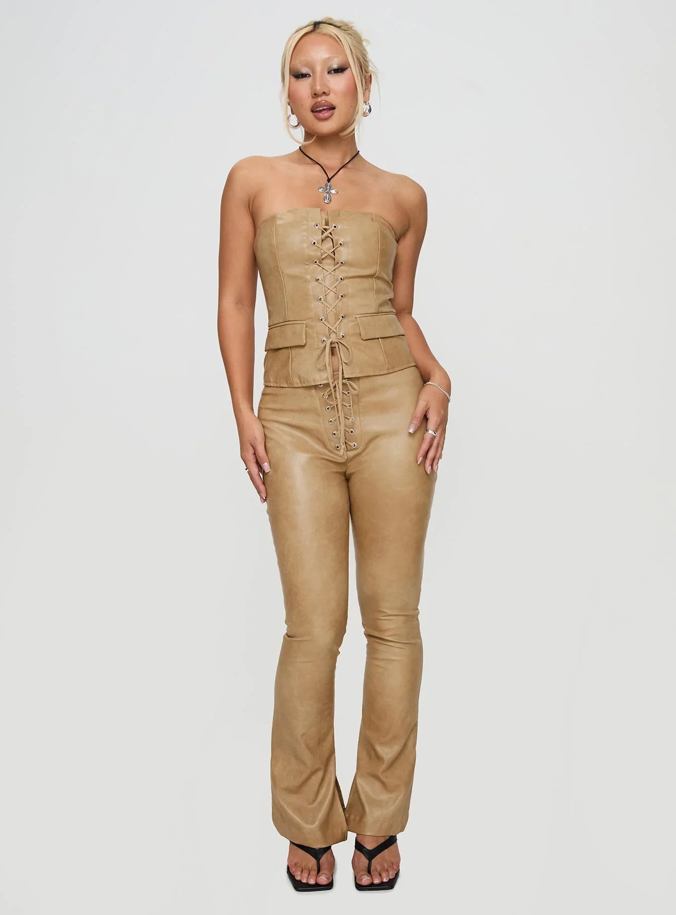 Roddie Lace Up Pants Brown