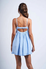 Corfu Light Blue Babydoll Mini Dress