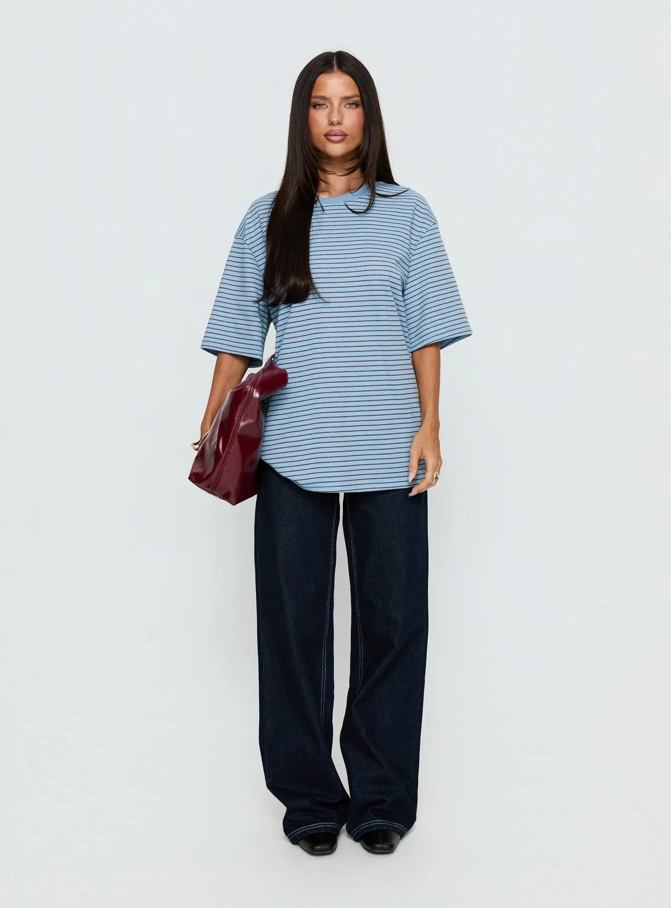Kaitlan Short Sleeve Tee Blue Stripe