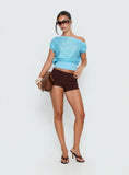Marysa Sequin Knit Blouson Top Blue