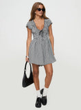 Wescott Gingham Romper Black White Tall