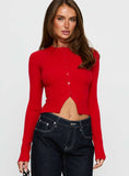 Suzu Long Sleeve Knit Top Red