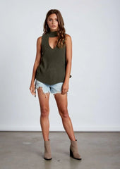 Lively Olive Choker Sweater