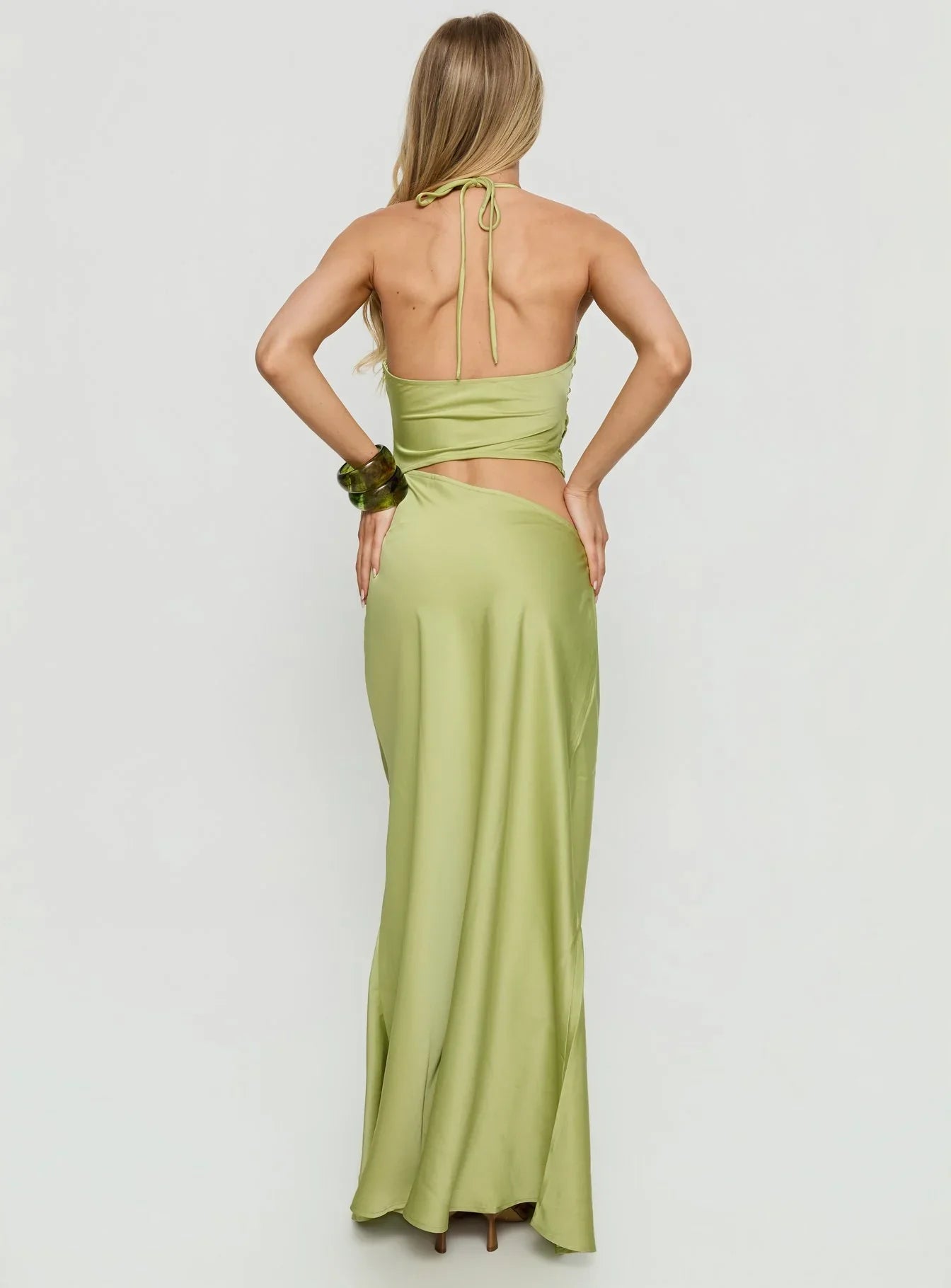 Morissa Halter Cut Out Maxi Dress Green