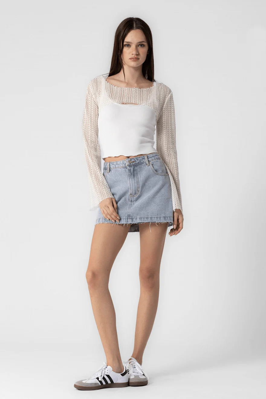 Nevada Medium Wash Denim Mini Skirt