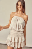 Lovely and Sweet Oatmeal Strapless Mini Dress