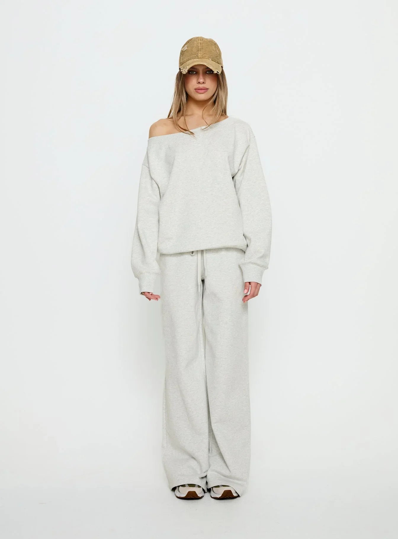 Dodie Wide Leg Pants Grey Marle