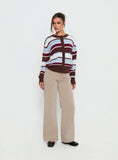 Soline Knit Cardigan Blue Brown Stripe