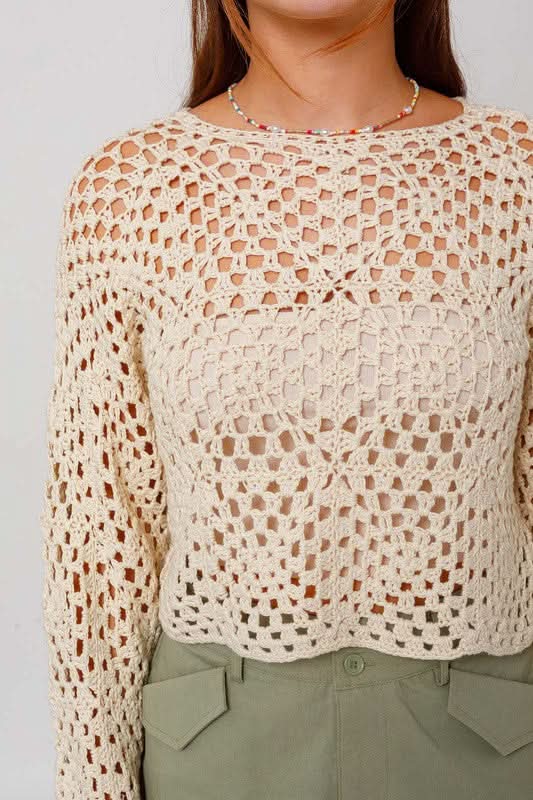 Judy Ivory Crochet Sweater