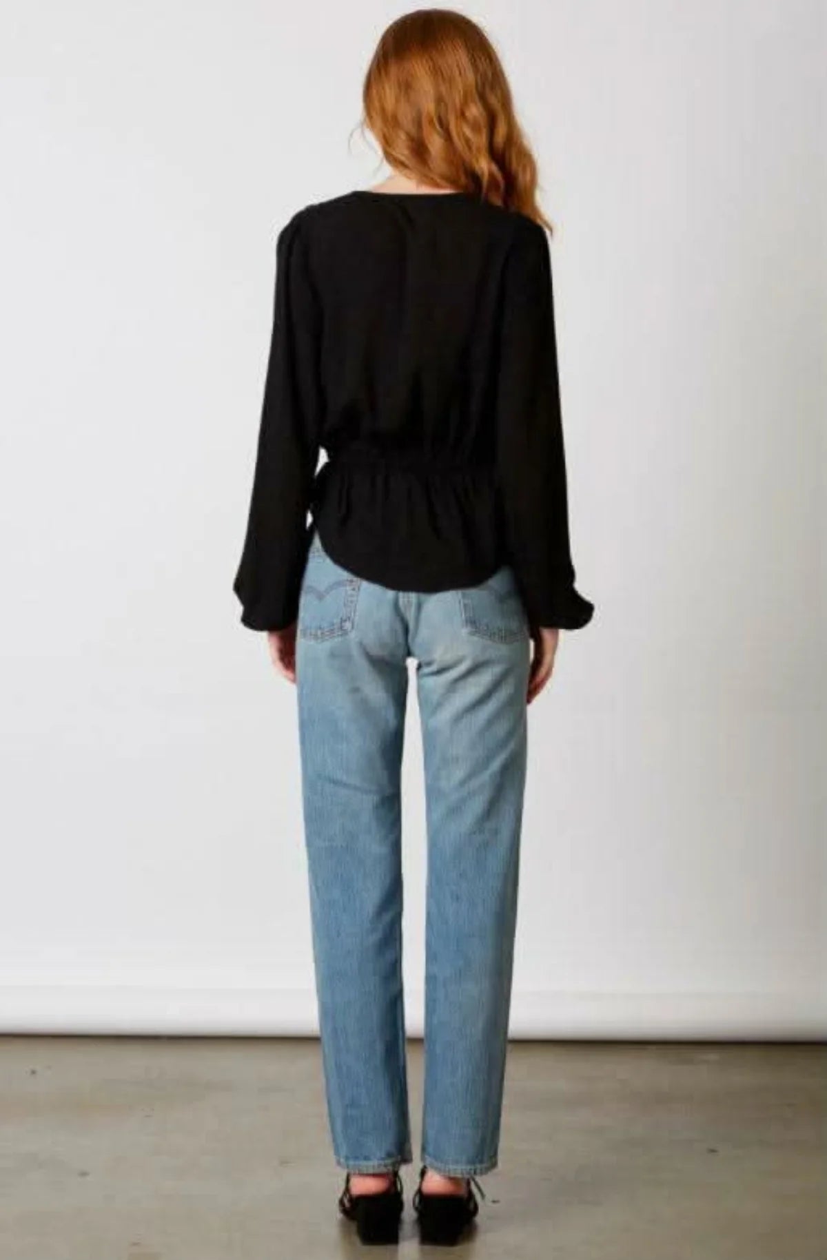 Mirabella Black Cinched Front Tie Top