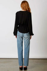 Mirabella Black Cinched Front Tie Top