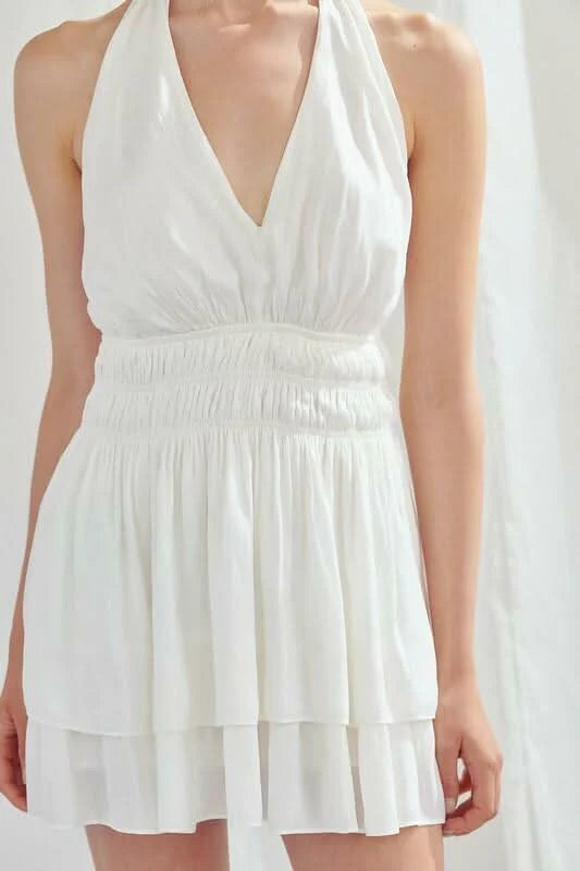 Tracie Creamy White Halter Romper
