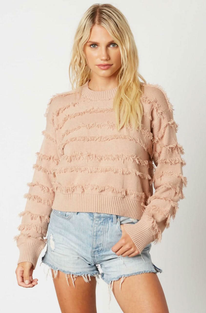 Hailey Blush Fringe Sweater