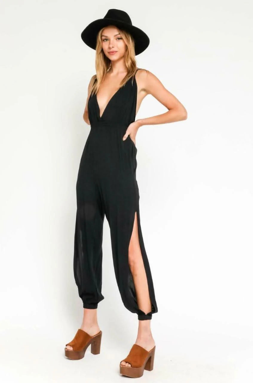 San Remo Black Backless Jumpsuit