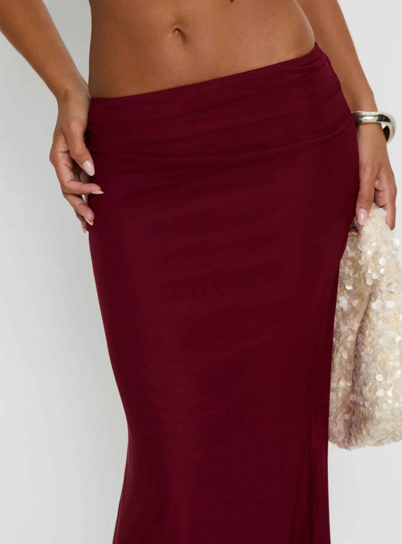 Delores Ruched Maxi Skirt Red