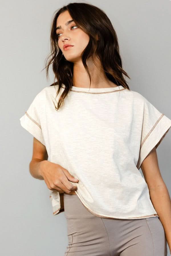 Bree Cream Open Back Tee