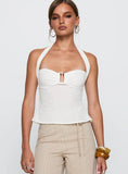 Isabetta Halter Top White Petite